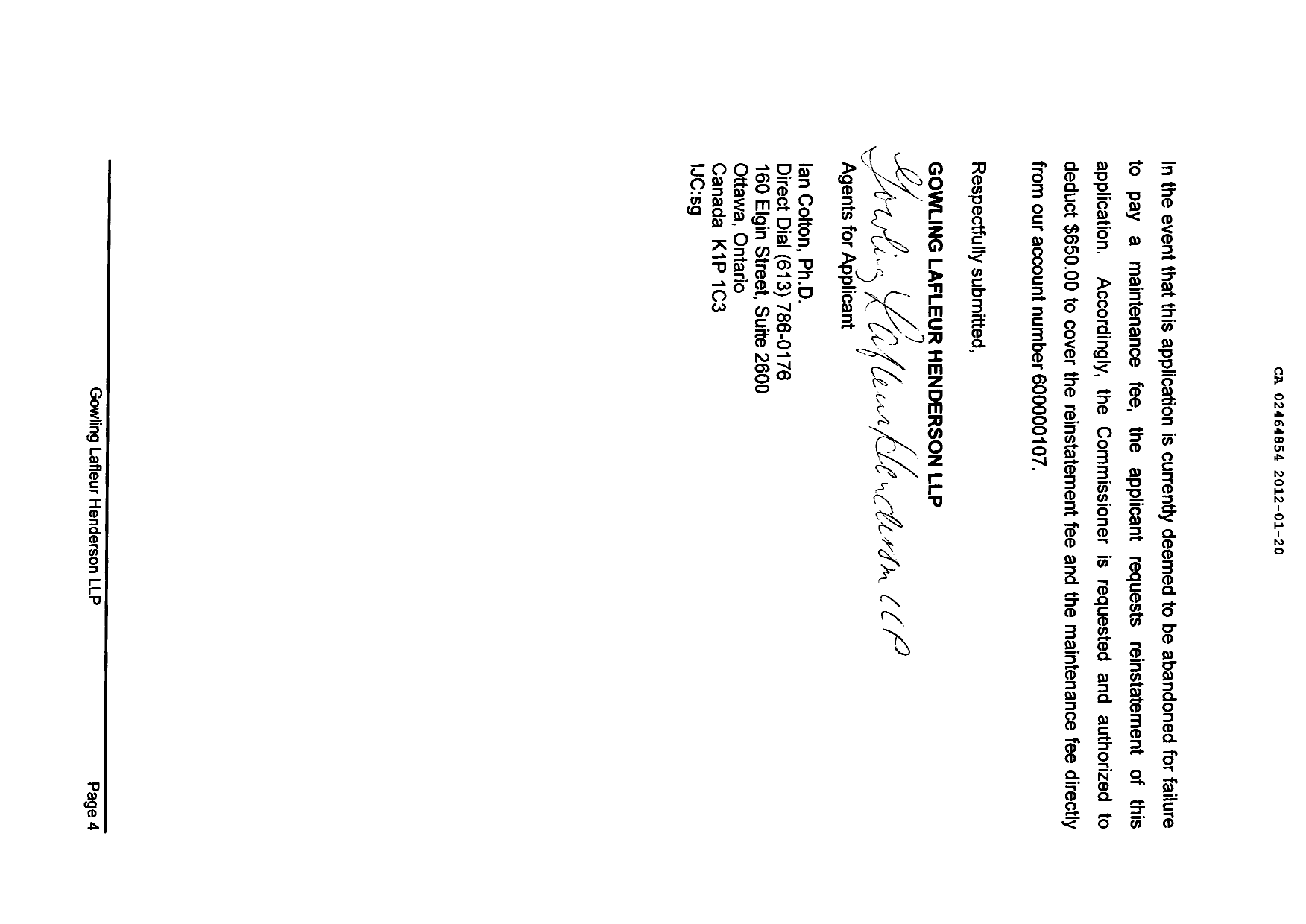 Document de brevet canadien 2464854. Poursuite-Amendment 20111220. Image 4 de 4