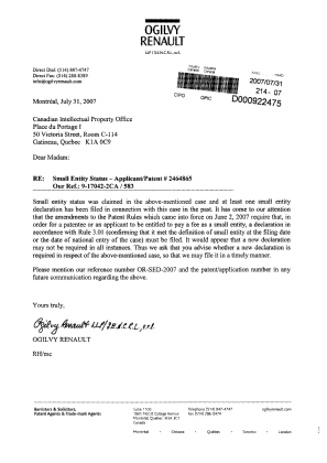 Canadian Patent Document 2464865. Correspondence 20070731. Image 1 of 1