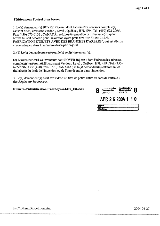 Canadian Patent Document 2464968. Assignment 20040426. Image 2 of 2
