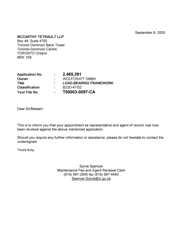 Canadian Patent Document 2465391. Correspondence 20050908. Image 1 of 1