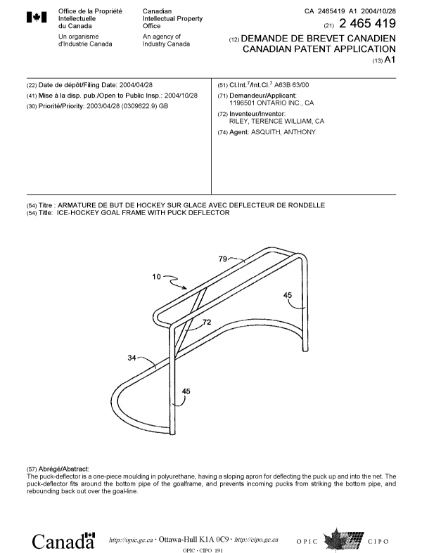 Canadian Patent Document 2465419. Cover Page 20041005. Image 1 of 1