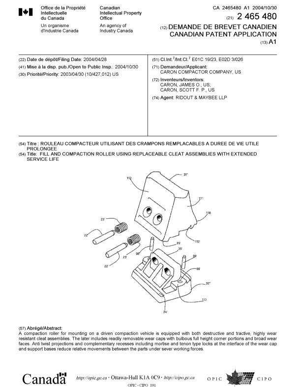 Canadian Patent Document 2465480. Cover Page 20041008. Image 1 of 1