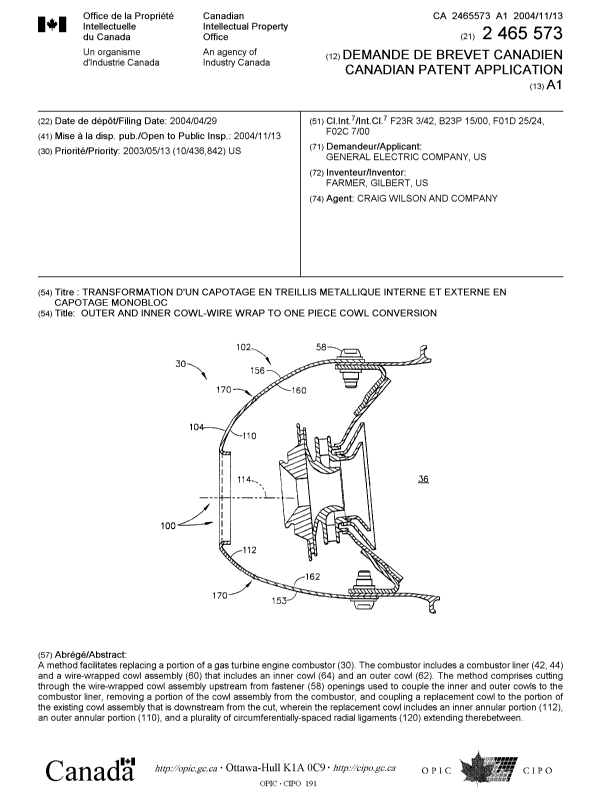 Canadian Patent Document 2465573. Cover Page 20041103. Image 1 of 1