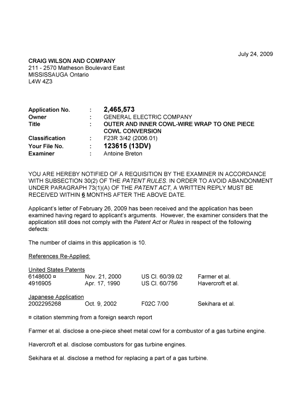 Canadian Patent Document 2465573. Prosecution-Amendment 20090724. Image 1 of 2