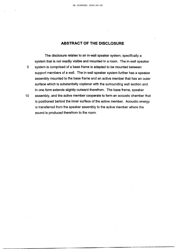 Canadian Patent Document 2465581. Abstract 20040429. Image 1 of 1