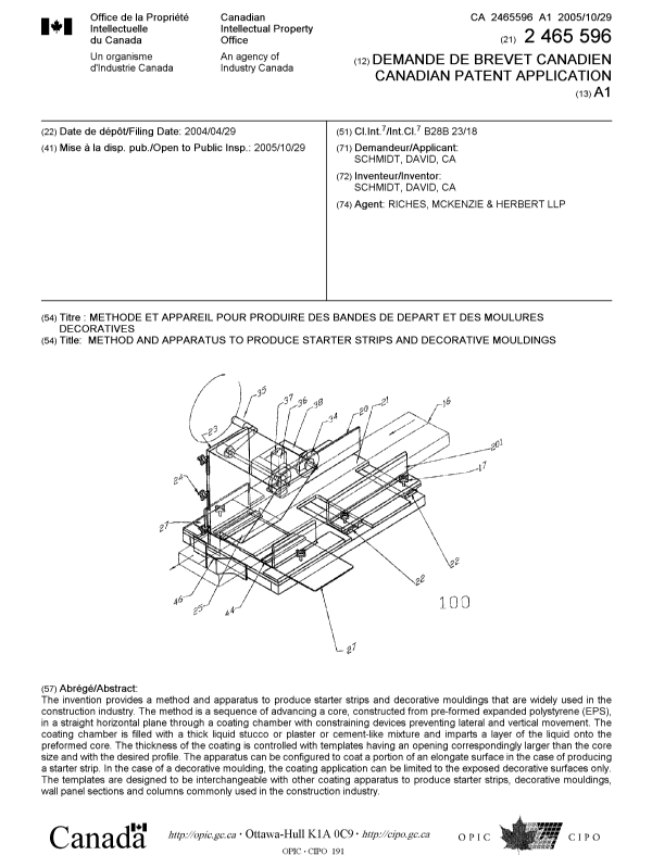 Canadian Patent Document 2465596. Cover Page 20051017. Image 1 of 1