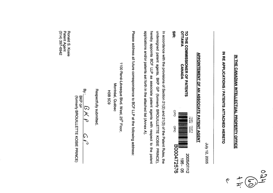 Canadian Patent Document 2465613. Correspondence 20041212. Image 1 of 4