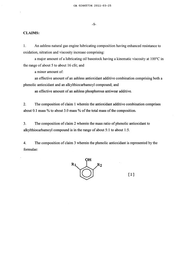 Canadian Patent Document 2465734. Claims 20110325. Image 1 of 13