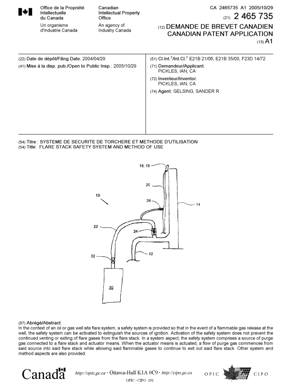 Canadian Patent Document 2465735. Cover Page 20051026. Image 1 of 1
