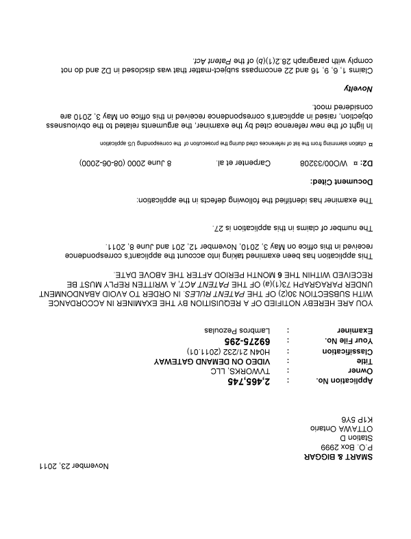 Canadian Patent Document 2465745. Prosecution-Amendment 20111123. Image 1 of 2