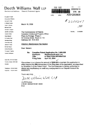 Document de brevet canadien 2465926. Taxes 20090318. Image 1 de 1