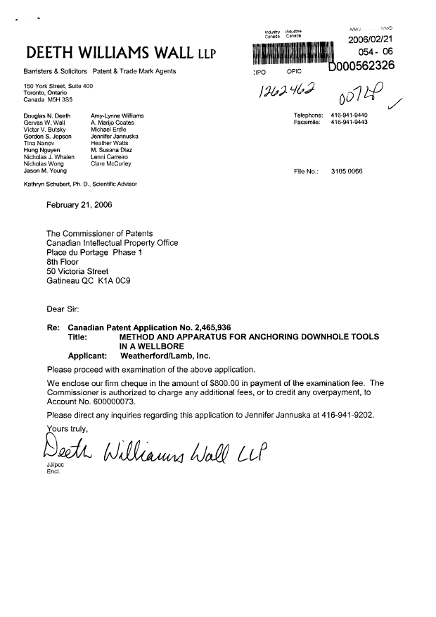 Canadian Patent Document 2465936. Prosecution-Amendment 20060221. Image 1 of 1