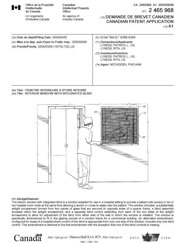 Canadian Patent Document 2465968. Cover Page 20050818. Image 1 of 1