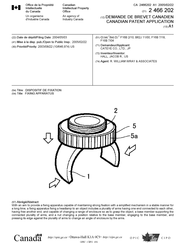 Canadian Patent Document 2466202. Cover Page 20050204. Image 1 of 1