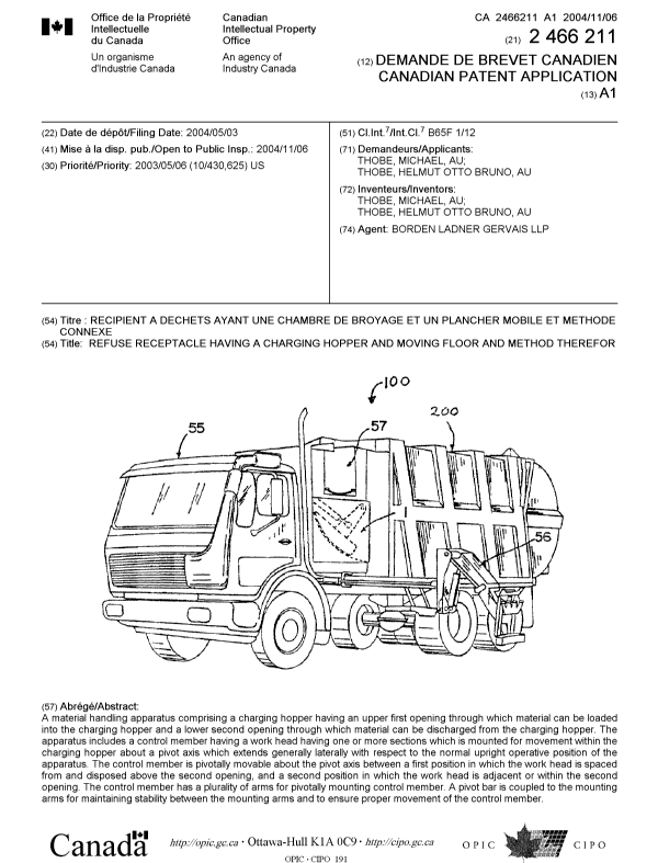Canadian Patent Document 2466211. Cover Page 20041014. Image 1 of 1