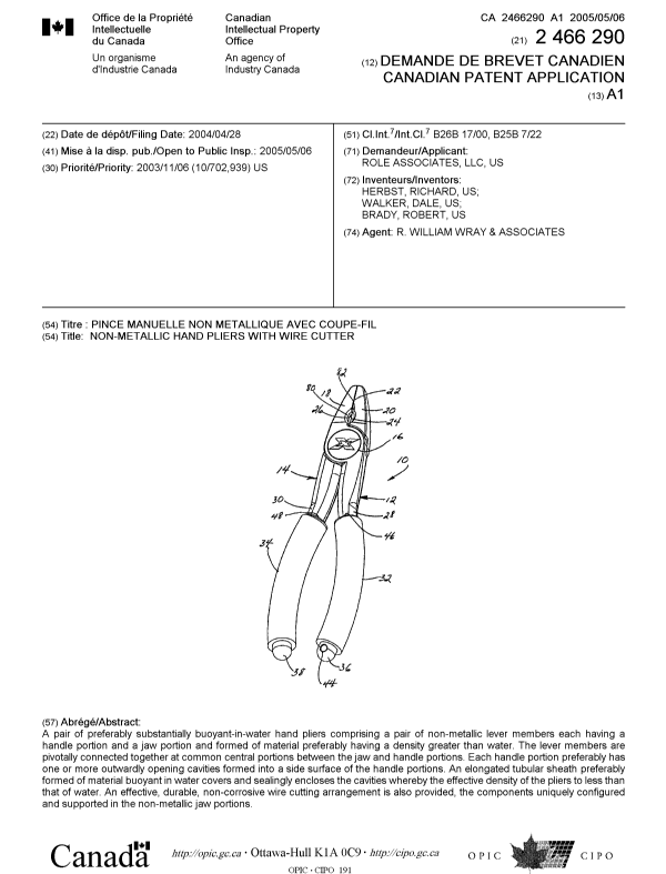 Canadian Patent Document 2466290. Cover Page 20050419. Image 1 of 1