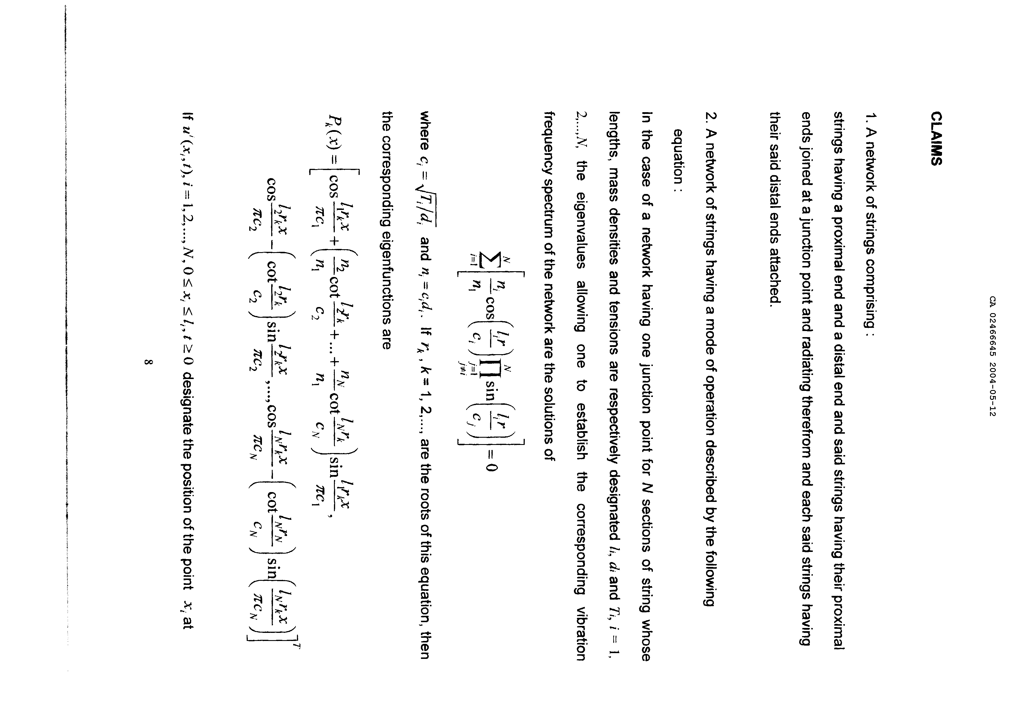 Document de brevet canadien 2466645. Revendications 20031212. Image 1 de 3