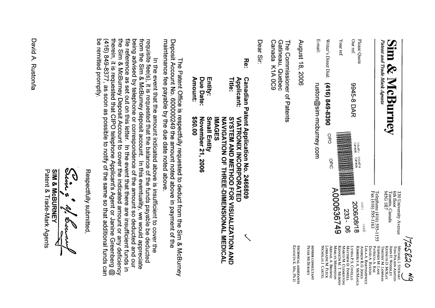 Document de brevet canadien 2466809. Taxes 20060818. Image 1 de 1