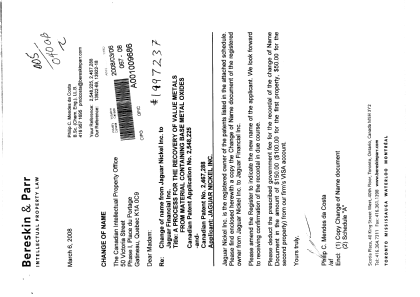 Canadian Patent Document 2467288. Correspondence 20071206. Image 1 of 2