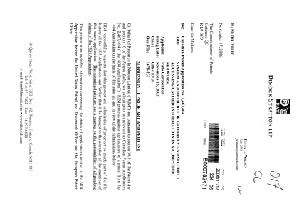 Canadian Patent Document 2467404. Prosecution-Amendment 20061117. Image 1 of 500