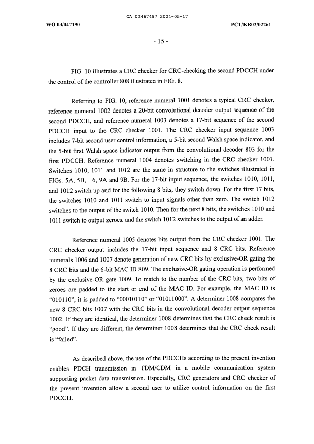 Canadian Patent Document 2467497. Description 20040517. Image 15 of 16