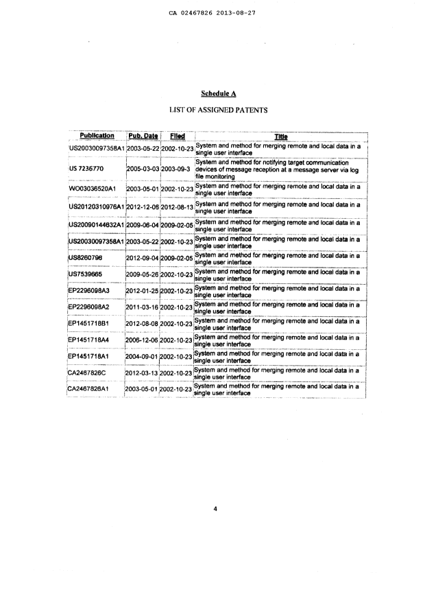 Document de brevet canadien 2467826. Cession 20130827. Image 8 de 8
