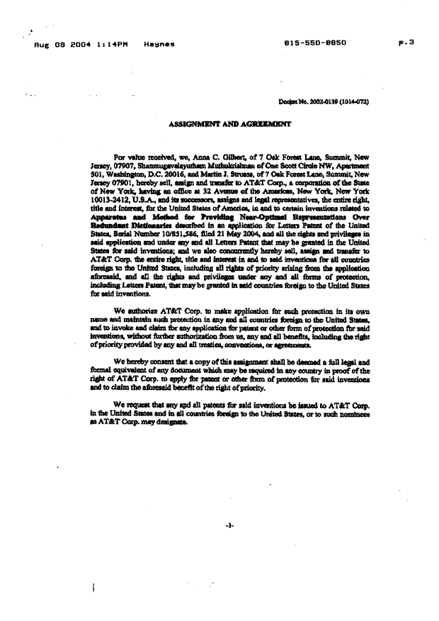 Document de brevet canadien 2467985. Cession 20050516. Image 2 de 5