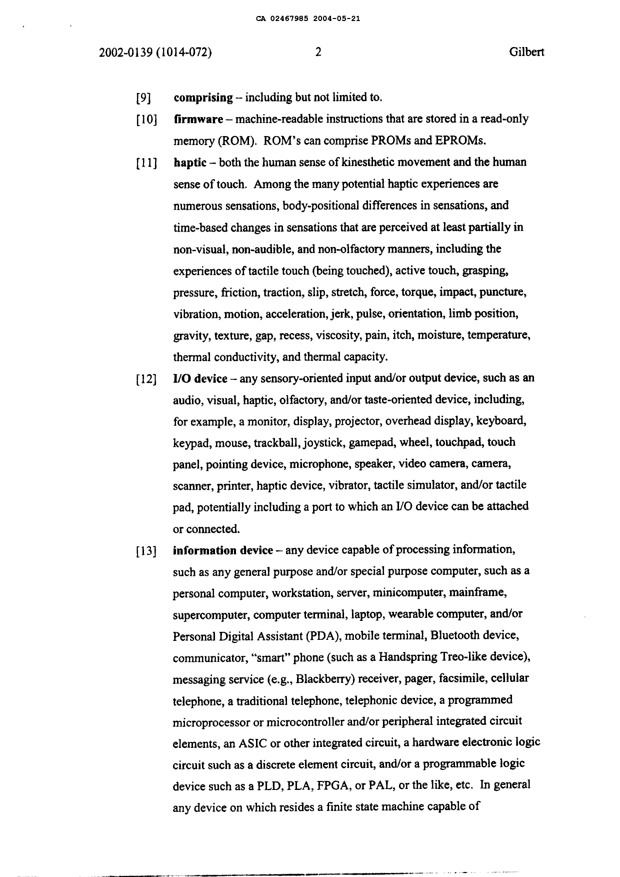Canadian Patent Document 2467985. Description 20080103. Image 2 of 34