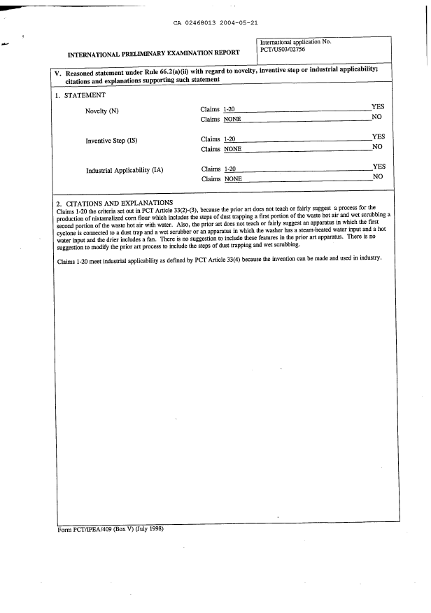 Document de brevet canadien 2468013. PCT 20040521. Image 3 de 3