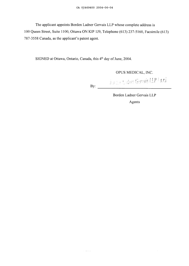 Document de brevet canadien 2469400. Cession 20040604. Image 3 de 3
