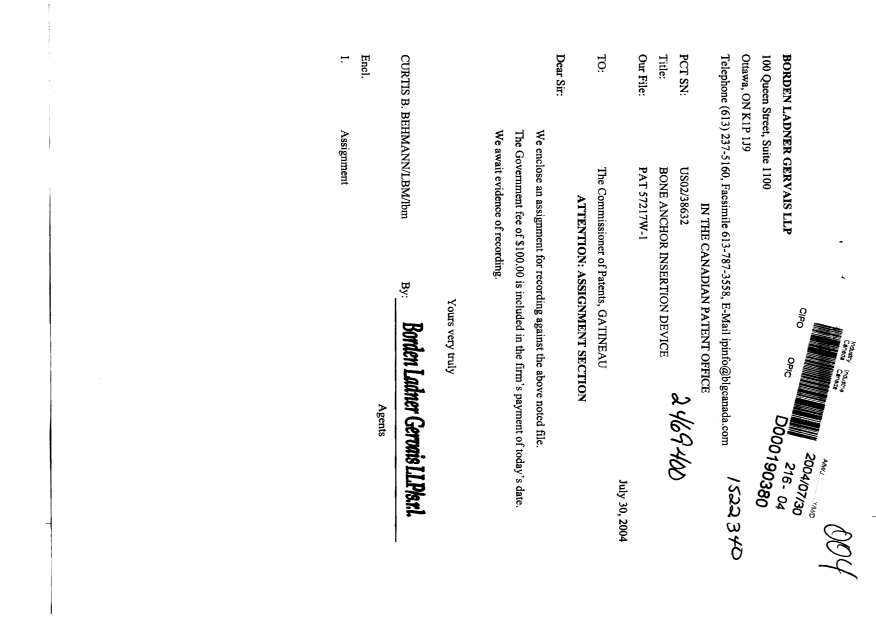 Document de brevet canadien 2469400. Cession 20040730. Image 1 de 9