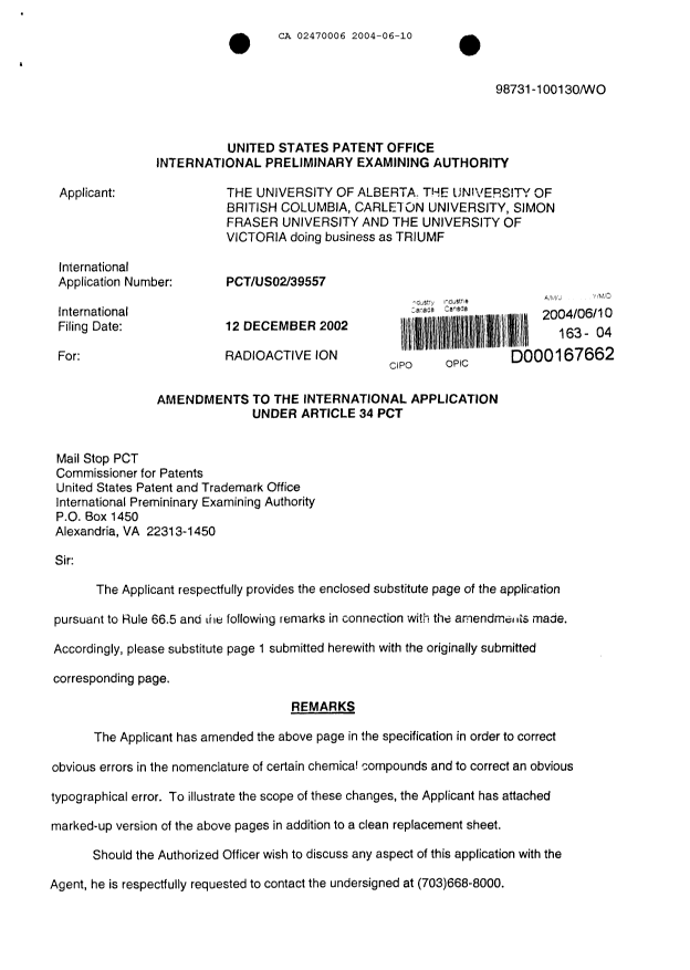Document de brevet canadien 2470006. PCT 20040610. Image 2 de 7