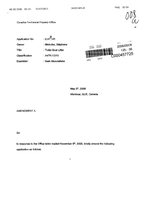 Document de brevet canadien 2470145. Poursuite-Amendment 20051205. Image 1 de 4