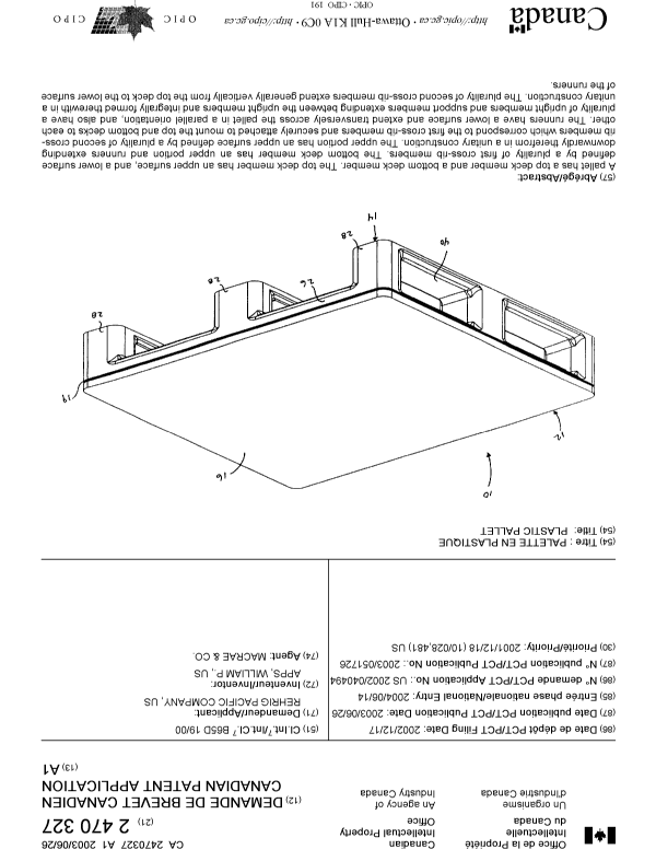 Canadian Patent Document 2470327. Cover Page 20040820. Image 1 of 1