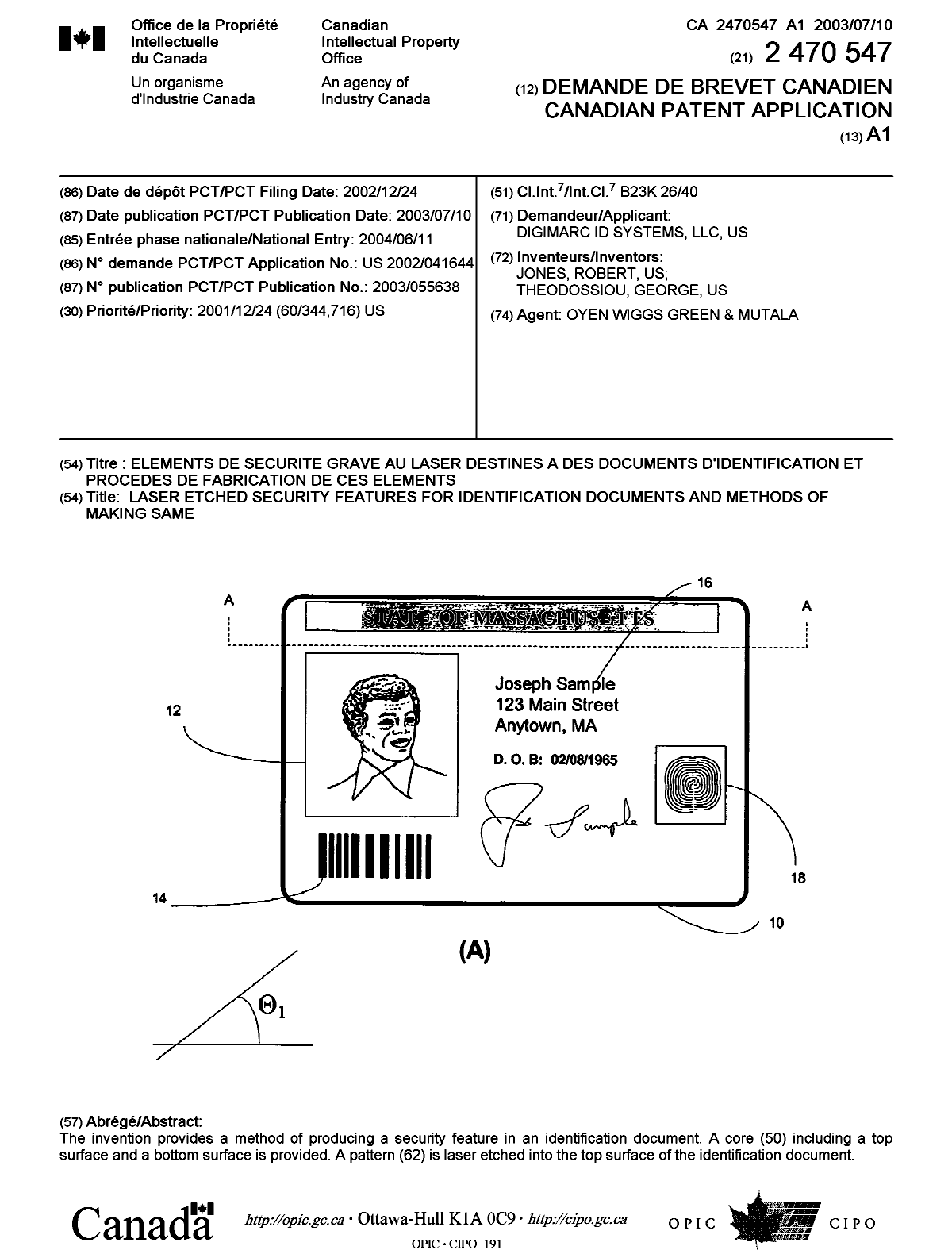 Document de brevet canadien 2470547. Page couverture 20040823. Image 1 de 1