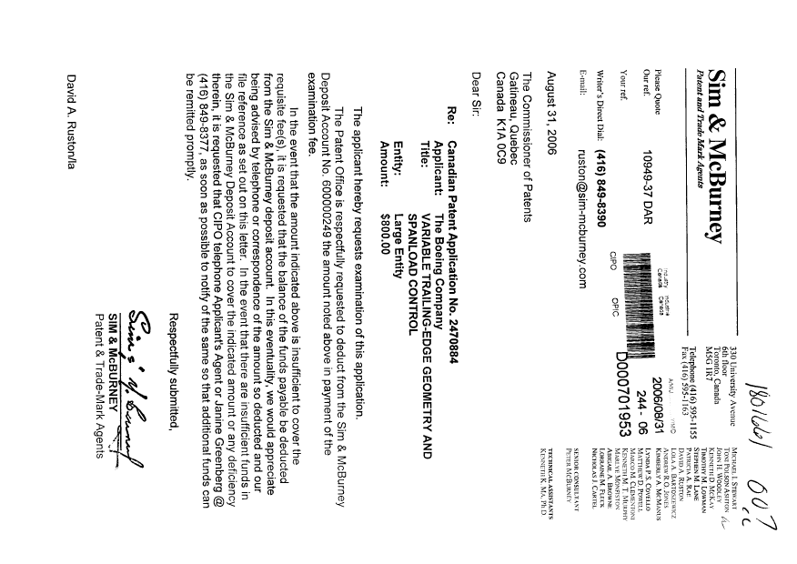 Document de brevet canadien 2470884. Poursuite-Amendment 20060831. Image 1 de 1