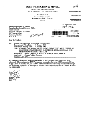 Document de brevet canadien 2471015. Cession 20040924. Image 1 de 2