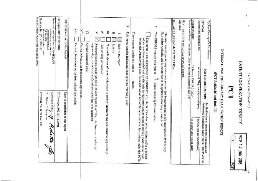Document de brevet canadien 2471410. PCT 20040710. Image 1 de 4