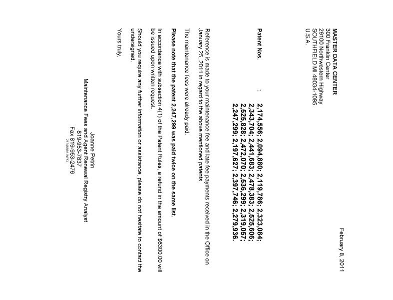 Canadian Patent Document 2472070. Correspondence 20110208. Image 1 of 1
