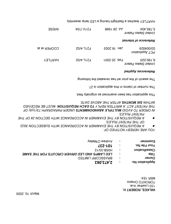 Canadian Patent Document 2473063. Prosecution-Amendment 20041210. Image 1 of 3