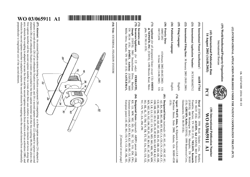 Document de brevet canadien 2474388. Abrégé 20040803. Image 1 de 2