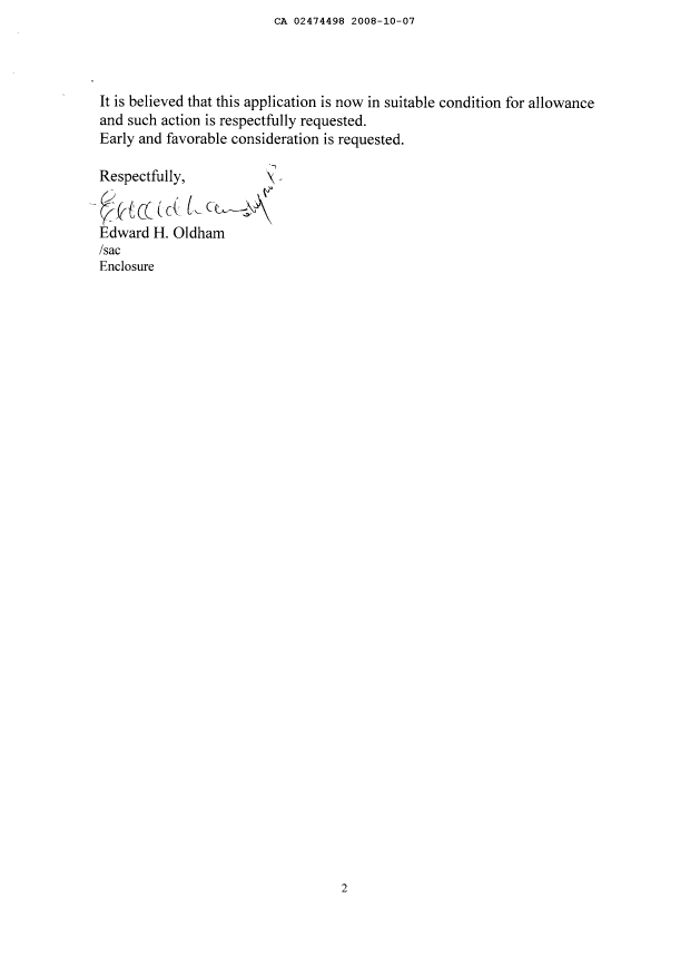Document de brevet canadien 2474498. Poursuite-Amendment 20081007. Image 2 de 8