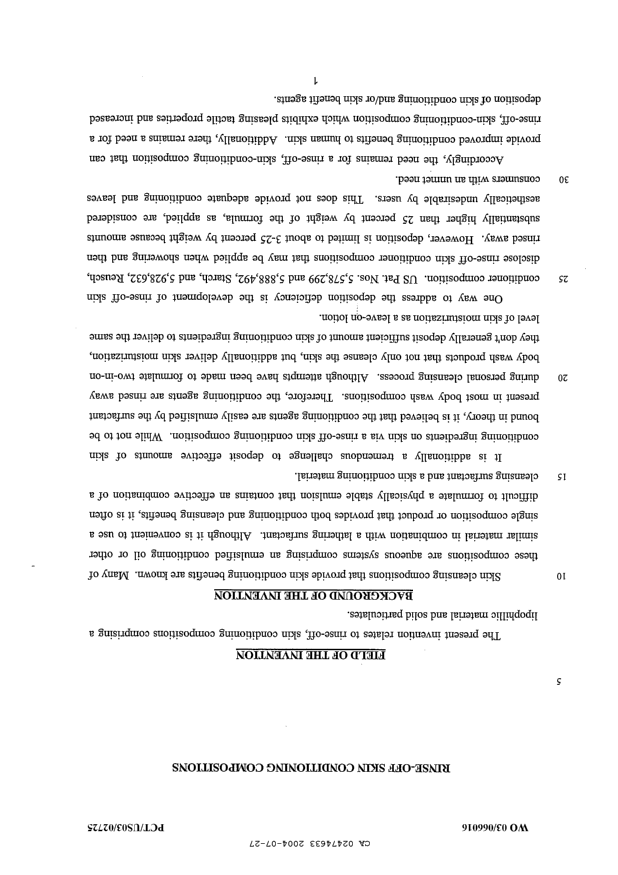 Document de brevet canadien 2474633. Description 20040727. Image 1 de 23