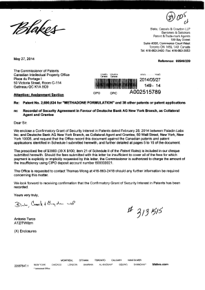 Document de brevet canadien 2474634. Cession 20140527. Image 1 de 17