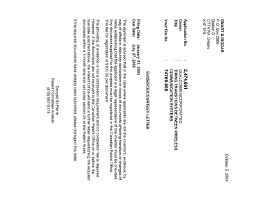 Canadian Patent Document 2474661. Correspondence 20040928. Image 1 of 1