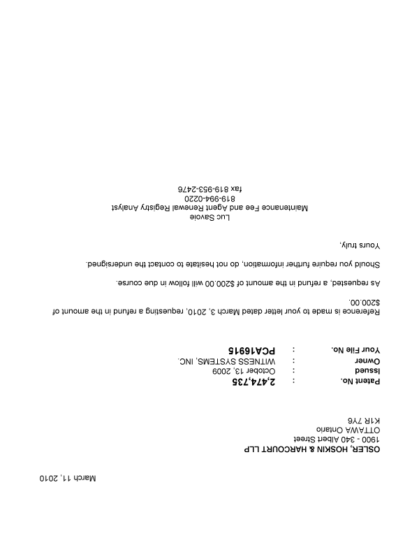 Canadian Patent Document 2474735. Correspondence 20100311. Image 1 of 1