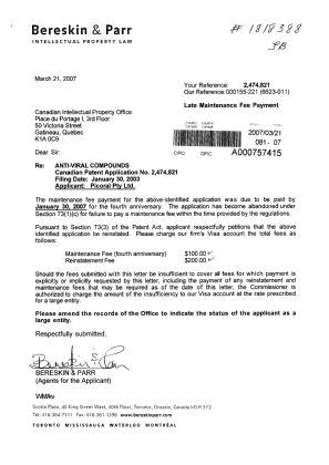 Document de brevet canadien 2474821. Taxes 20070321. Image 1 de 1