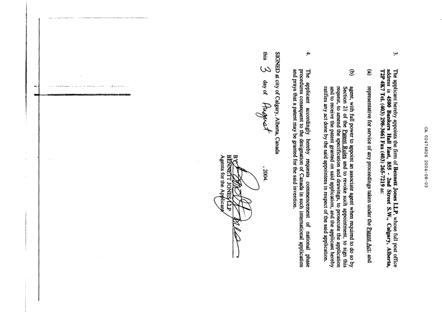 Canadian Patent Document 2474826. Assignment 20040803. Image 3 of 3