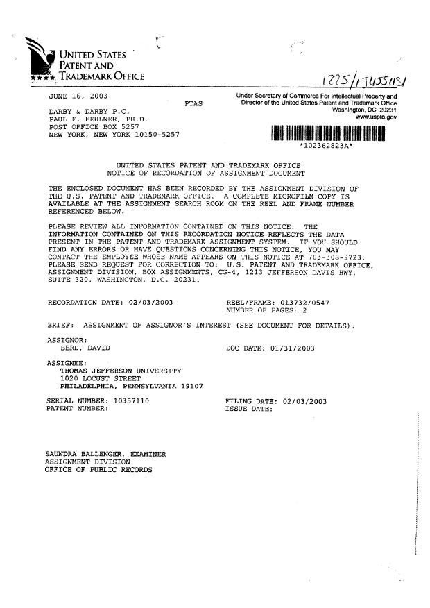 Canadian Patent Document 2474954. Assignment 20050812. Image 4 of 4