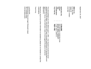 Document de brevet canadien 2475003. Correspondance 20061220. Image 1 de 1